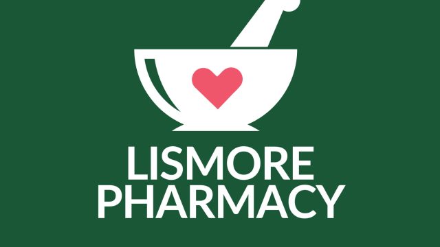 LISMORE PHARMACY inverted colours